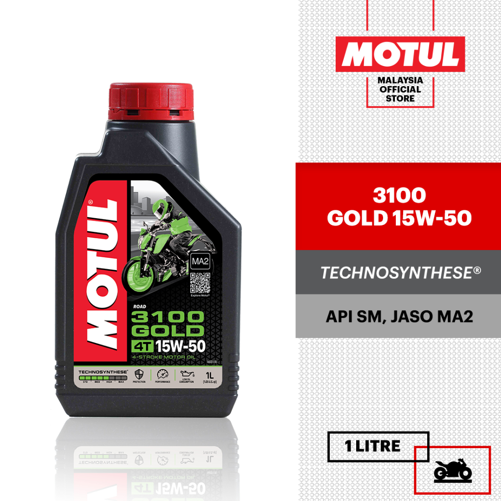 Motul 3100 Gold 4T 15W50 Technosynthese Motorcycle Engine Oil 1L