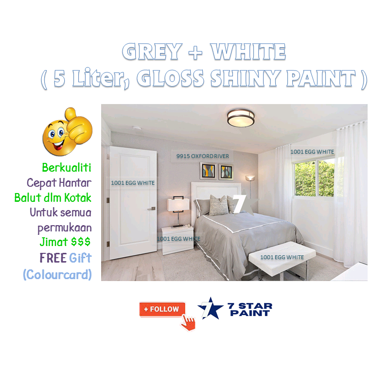 Wall Wood Metal Furniture Paint Oxford River Grey Egg White 5 Liter Gloss Shiny (Cat Rumah Jotun