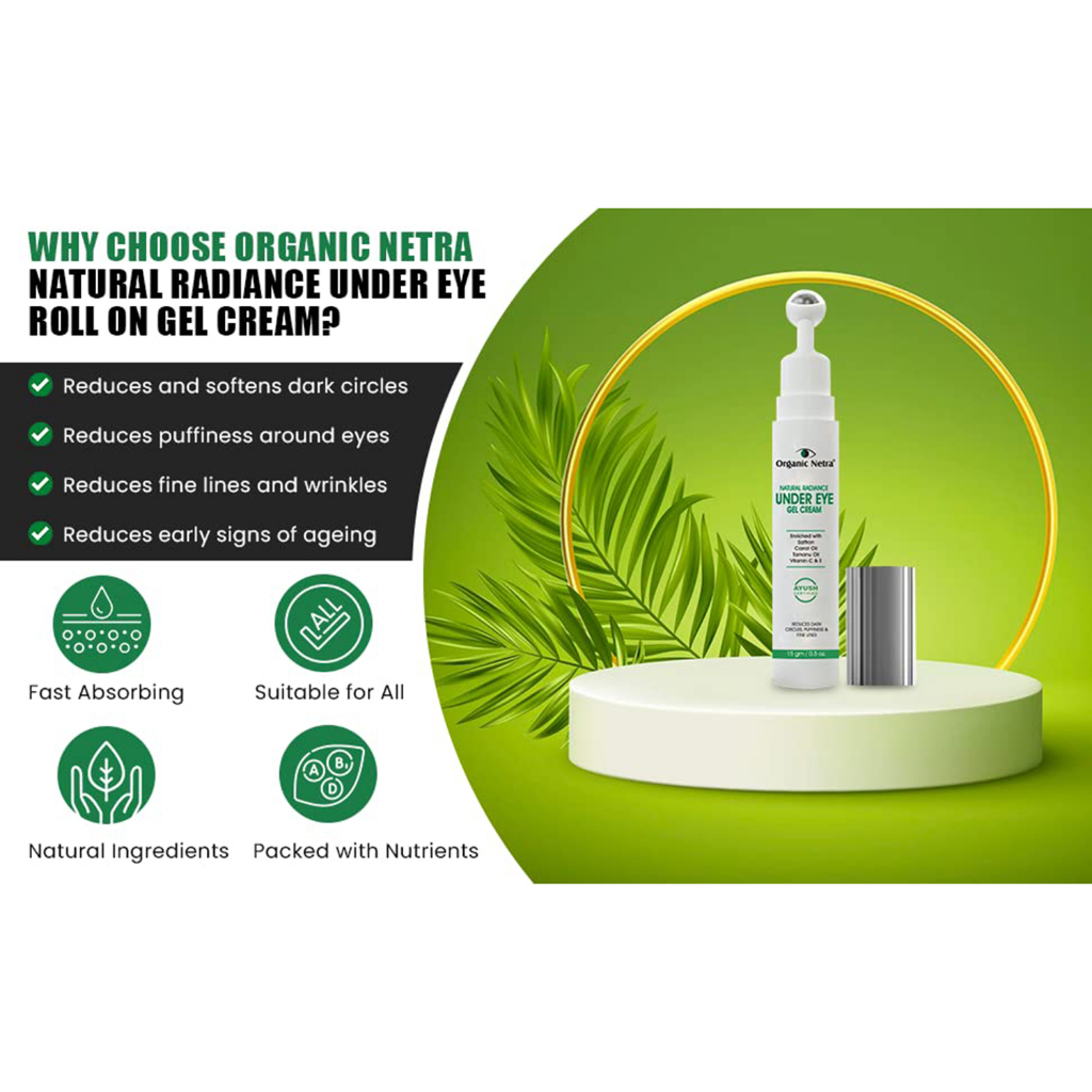 Organic Netra Natural Radiance Under Eye Roll On Gel Cream 0.5 oz ...