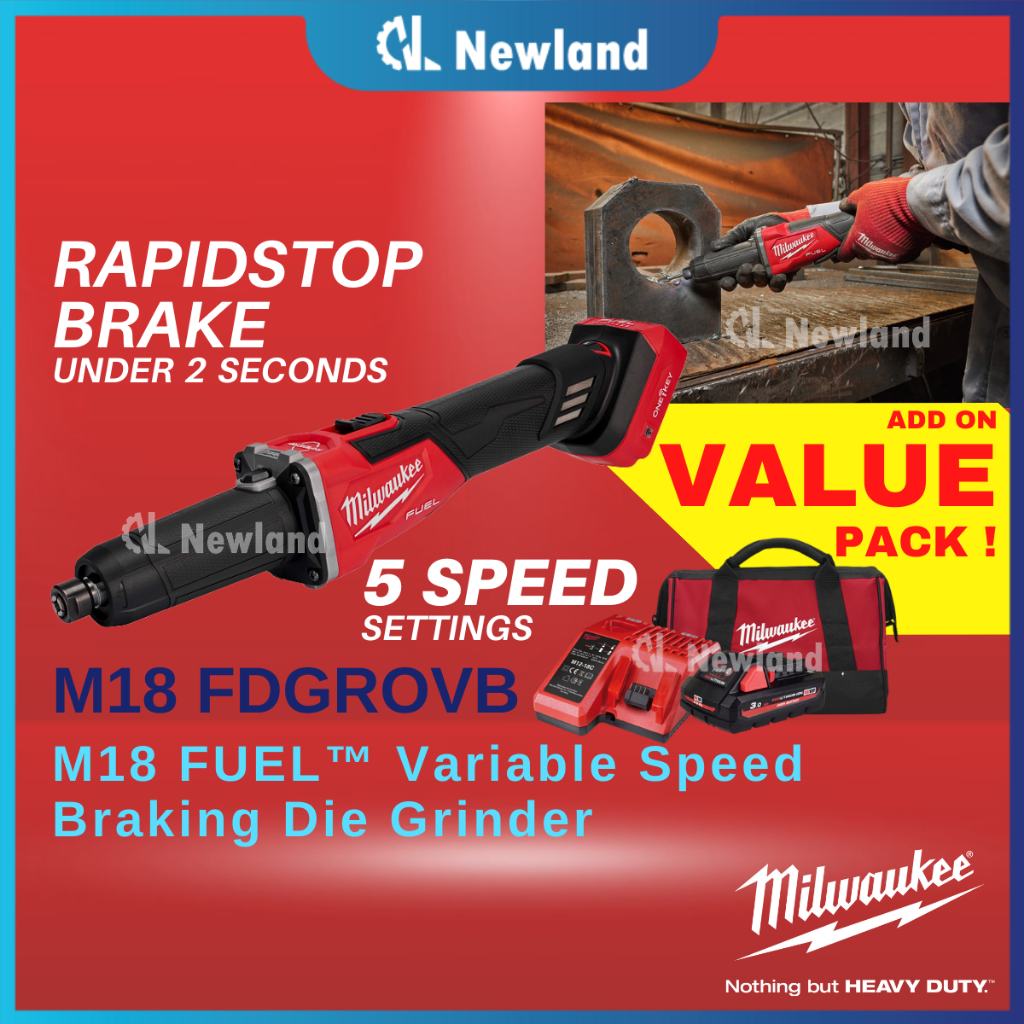 Original Milwaukee M18 Die Grinder / M18 FDGROVB Variable Speed Braking