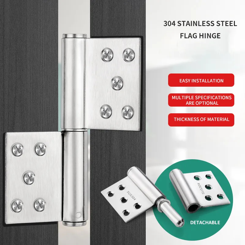 MKR 1Pair SS304 Stainless Steel Flag Hinge 360 Degree Window Gate Door