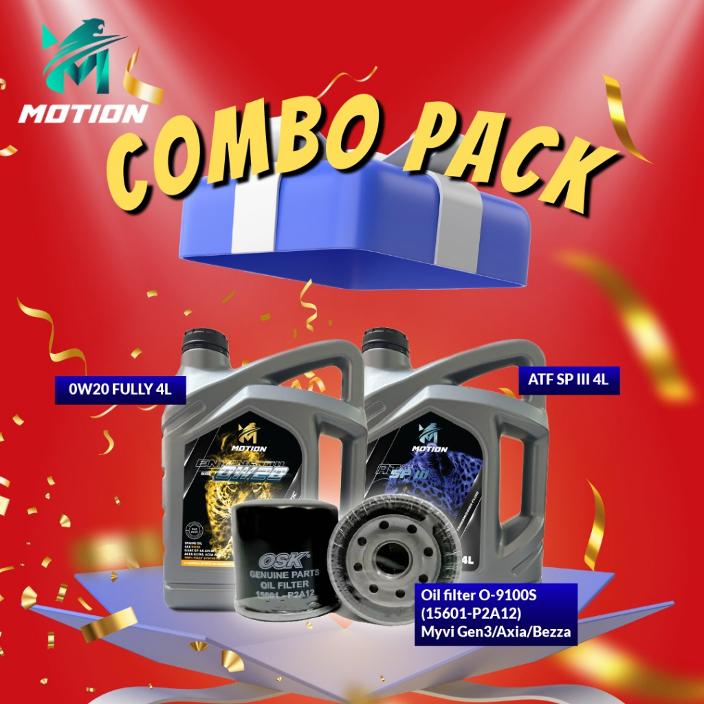MOTION COMBO SET Perodua Axia / Bezza / New Myvi Fully Engine Oil + ATF