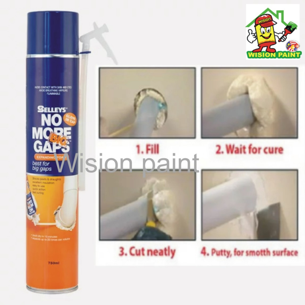 750ML "SELLEYS" BIG No More Big Gaps Expanding Foam Gap Filler Wall Air