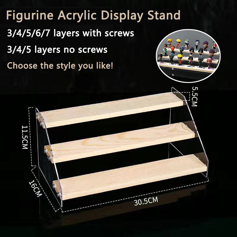 Figurine Acrylic Display Stand Wooden Figure Display Rack with/no ...