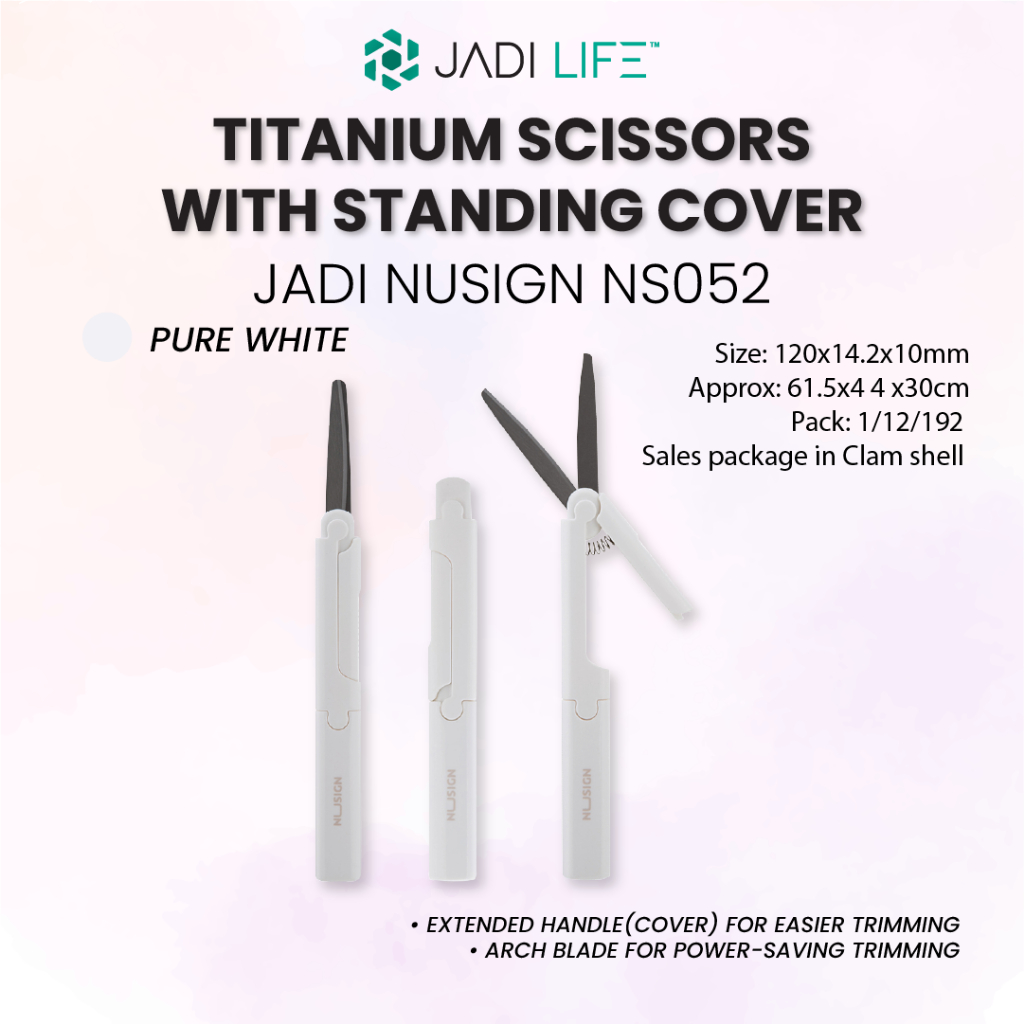 Jadi Nusign Titanium Scissors with Standing Cover in Pure White ...