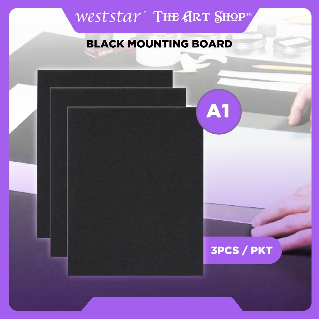 [WESTSTAR] Black Mounting Board A1 / Black Card Black Board / Kad Board