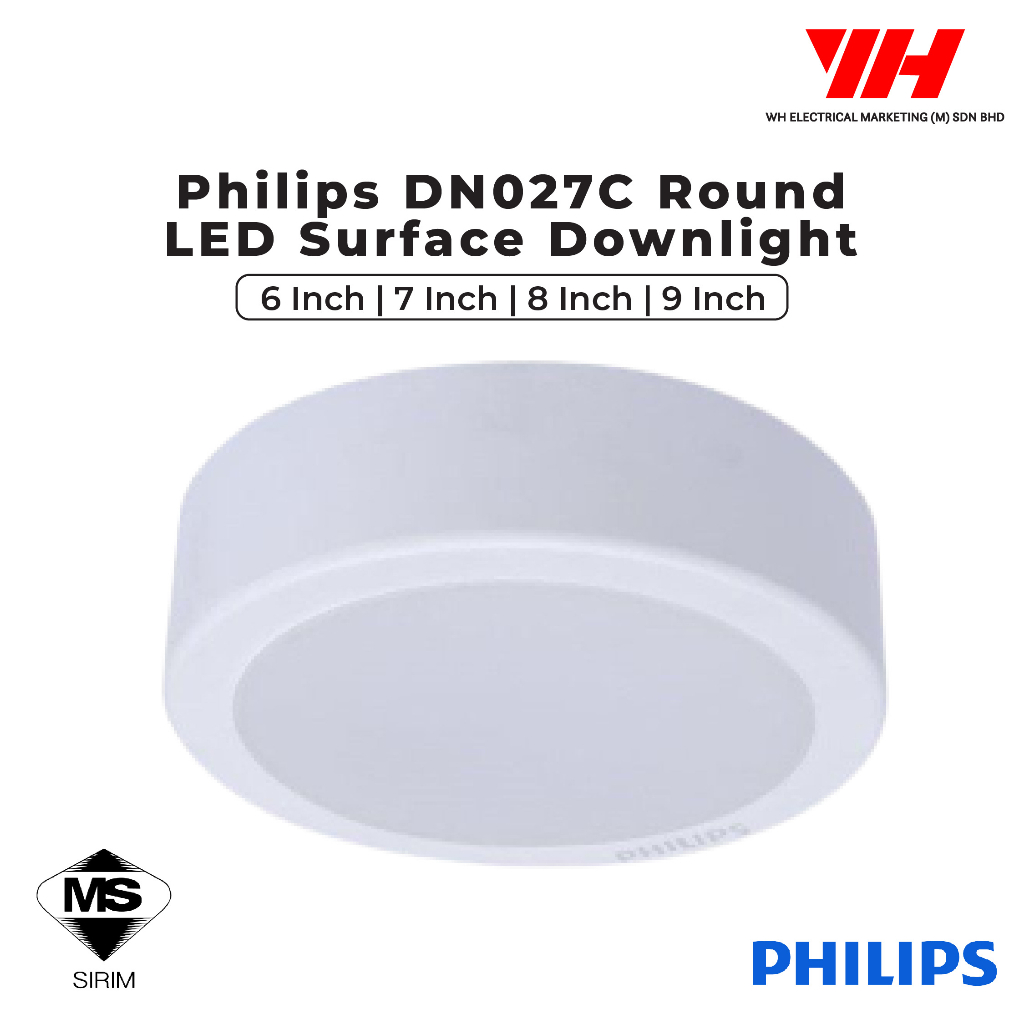 PHILIPS DN027C 6Inch/7Inch/8Inch/9Inch Round LED Surface Downlight ...