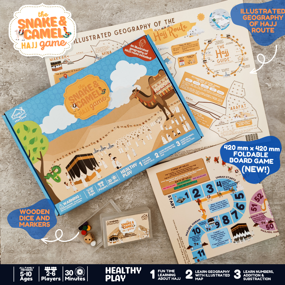 Islamic Children Board Game: The Snake and Camel Hajj Game | Mainan ...