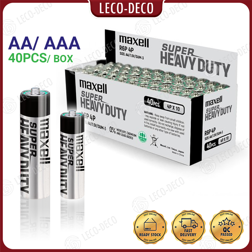 【NEW】(1 BOX / 40 PCS) ORIGINAL MAXELL BATTERY R6P AA & R03 AAA JAPAN ...