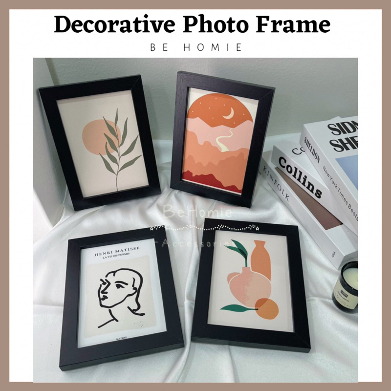 Home decorative photo frame with artistic photo/simple wood photo frame ...
