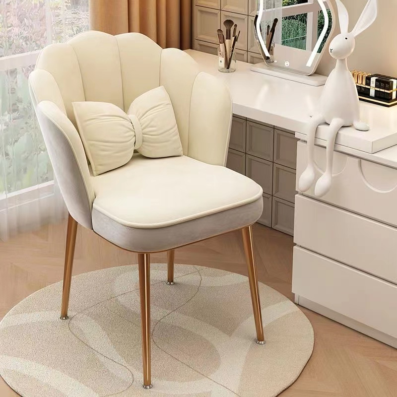 Nordic Makeup Chair / Aluminium Luxury Armchair Dressing Stool Backrest ...