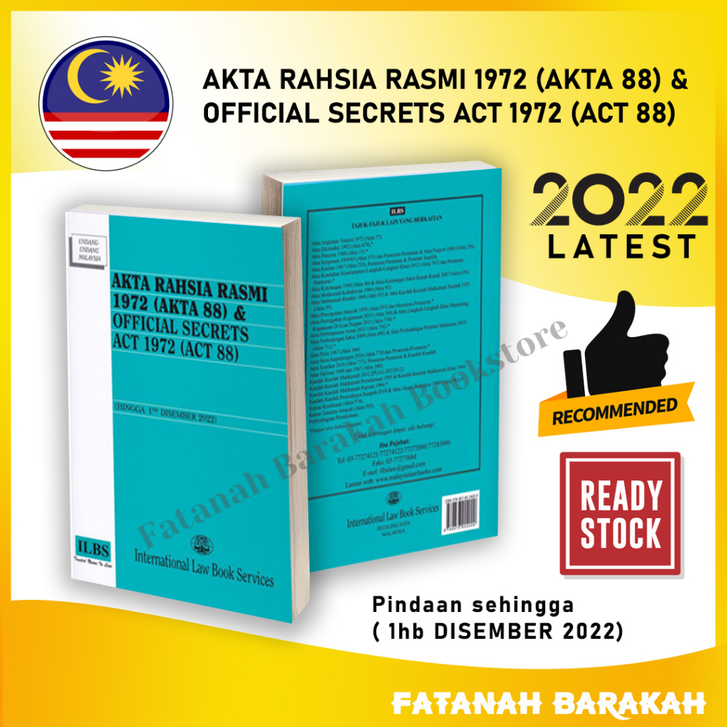 Akta Rahsia Rasmi 1972 (Akta 88) [Hingga 1hb Disember 2022] READY STOCK ...