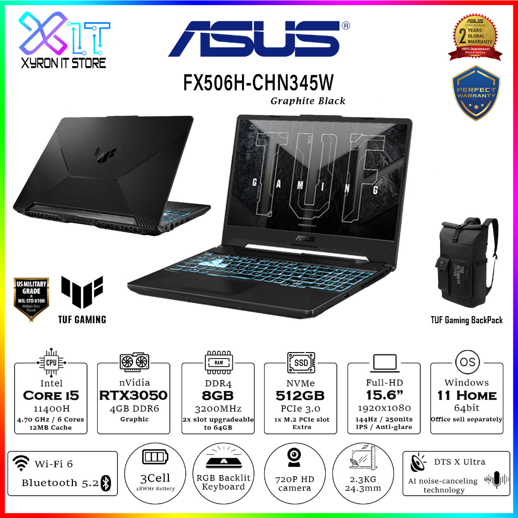 ASUS TUF Gaming F15 FX506H-CHN345W/Core i5-11400H/8GB RAM/512GB SSD ...