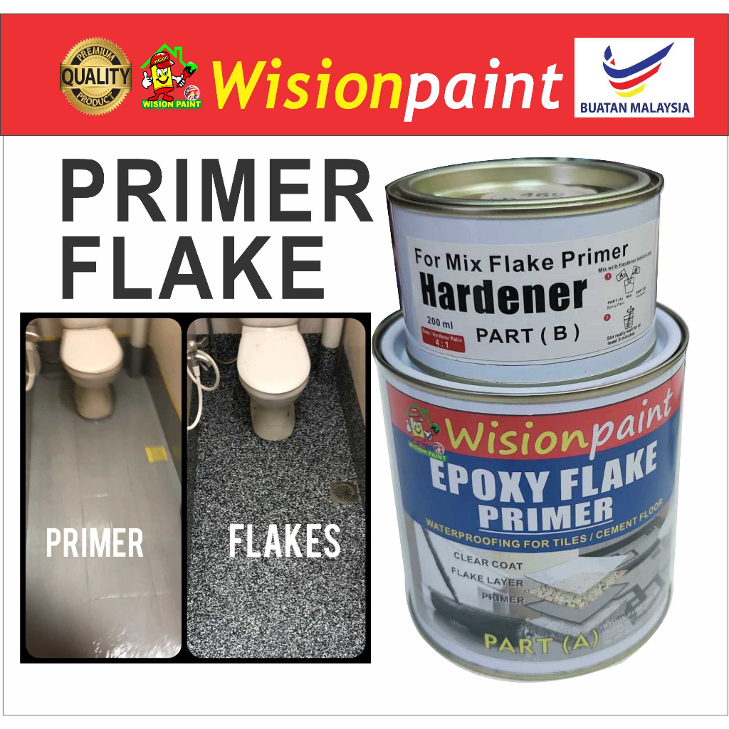 1 LITER FLAKE PRIMER GREY 1L ( WITH HARDENER ) FOR FLAKE EPOXY / BASE ...