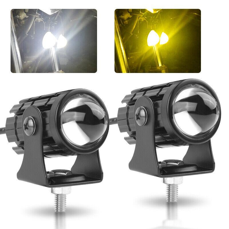 Dual Color Motorcycle LED Headlight Fisheye Lens LED Motorcycle Light ...
