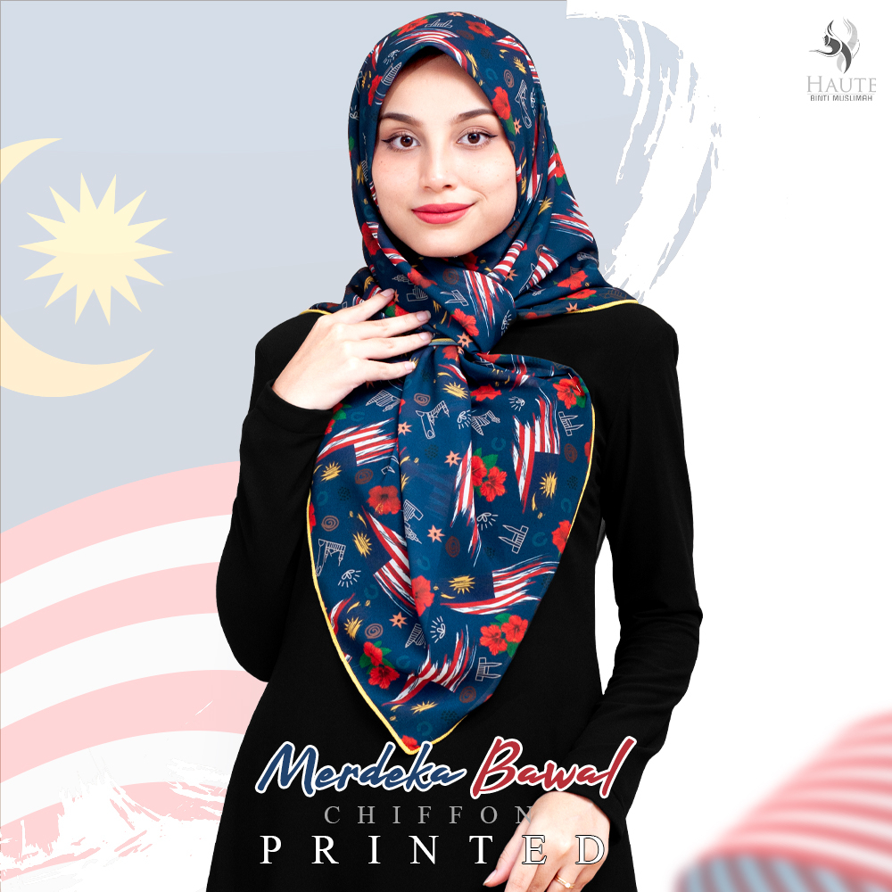 Merdeka 2023 Merdeka Tudung Bawal MERDEKA Pattern Bidang 45