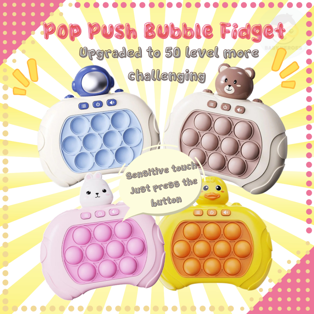 Pop Push Bubble Fidget Sensory Toys Quick Press Bubble Game Machine ...