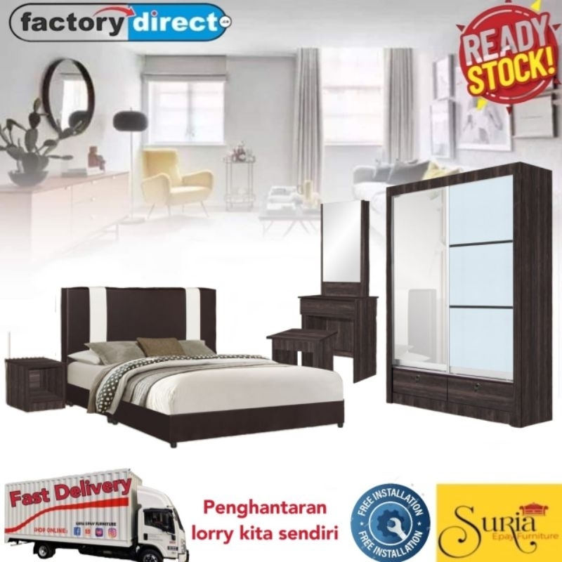 [READY STOCK] Suria - 4' x 6' Bedroom Set (Wardrobe+Divan Bed+Dressing ...