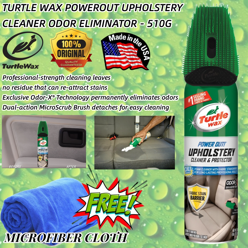 (100 ORIGINAL TURTLE WAX) Turtle Wax Power Out! Car Upholstery Cleaner & Odor Eliminator 510G