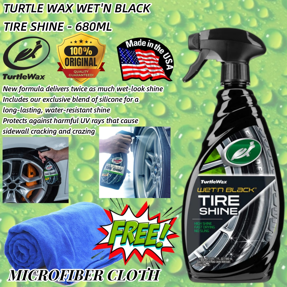 (100% ORIGINAL TURTLE WAX) Turtle Wax Wet'N Black Tire Shine / Tyre ...