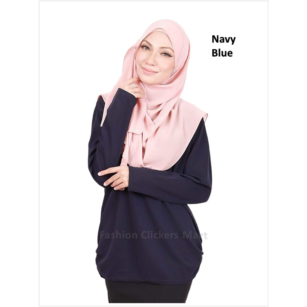 FC Mart - Muslimah Blouse / Baju Perempuan Plain / Women Long Sleeves Top / Blause Wanita Kosong / Baju Lengan Panjang