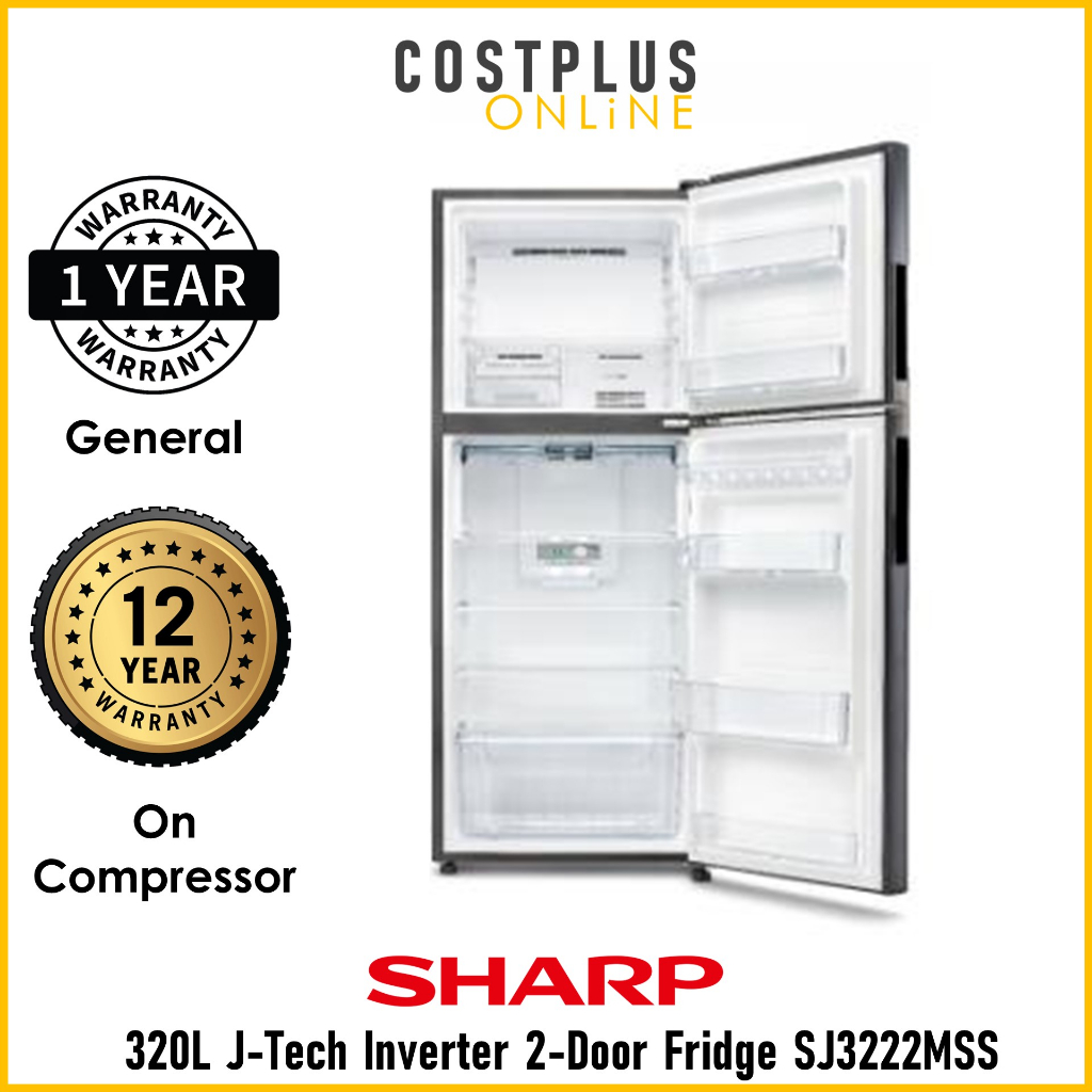 SHARP 320L Fridge Refrigerator 2 Door Fridge J-Tech Inverter Extra Eco ...