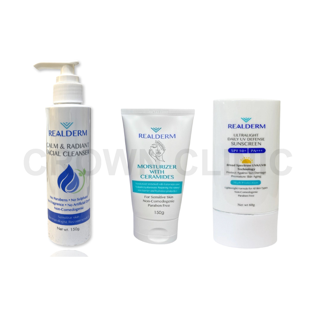 Realderm Set Of 3 Facial Cleanser Ceramides Moisturizing Realderm