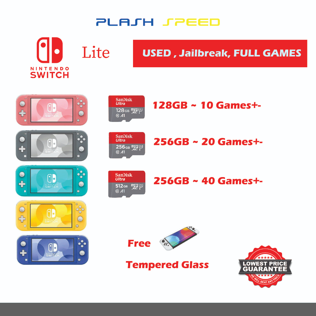 Nintendo Switch Lite Jailbreak, Full Games Dual OS, with Memory