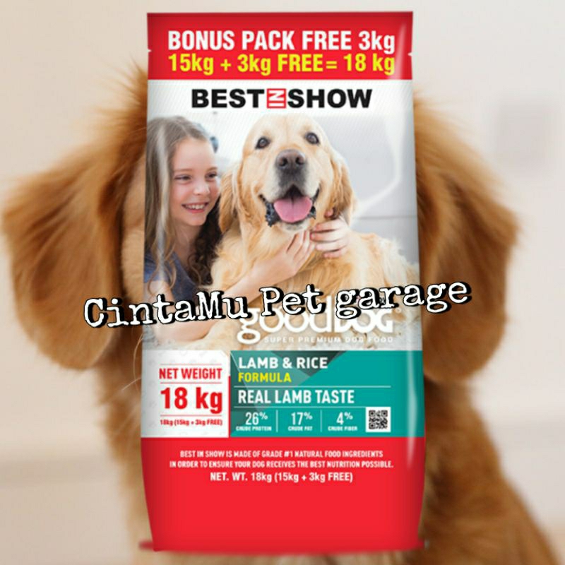 Best In Show Good Dog Super Premium Dog Food Lamb And Rice Flavor 18KG XHABA