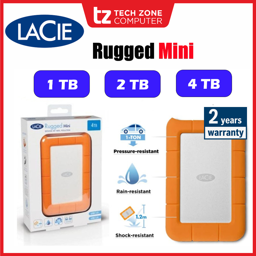 LaCie Rugged Mini External Hard Drive Portable HDD – USB 3.0, Drop ...