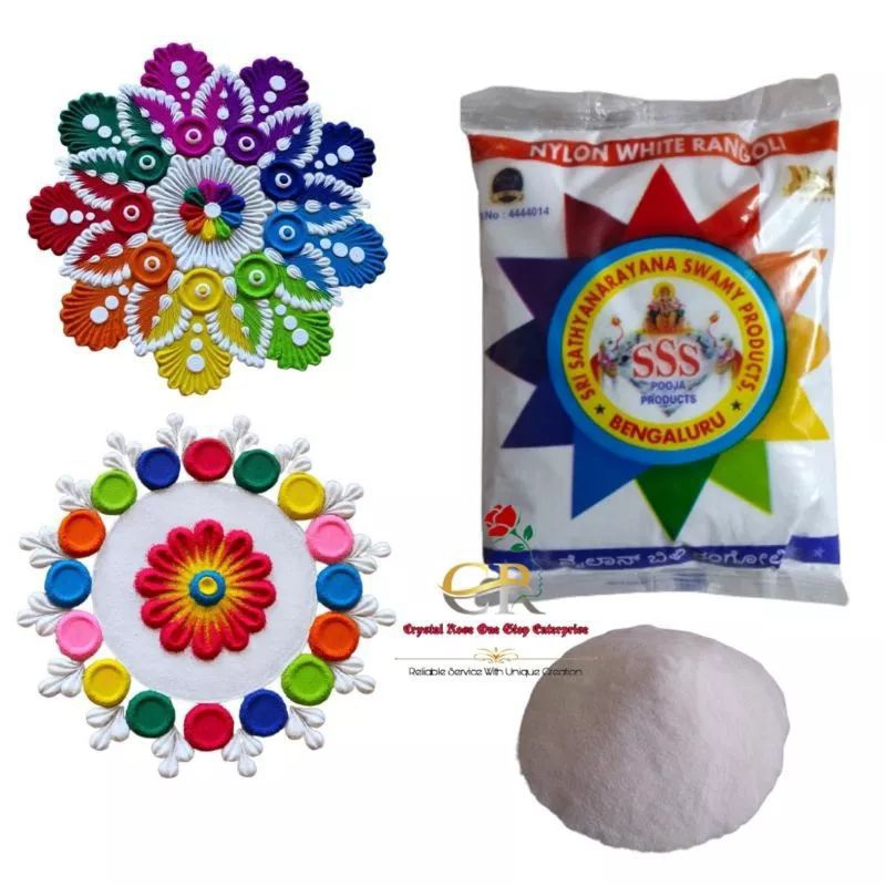 6 Pkts Rangoli Colors - Design Creativity Diwali Floor Design, Festival Colors(Set of 6 Colors 50 GM Each Packs and White Color 100 GM Pack)