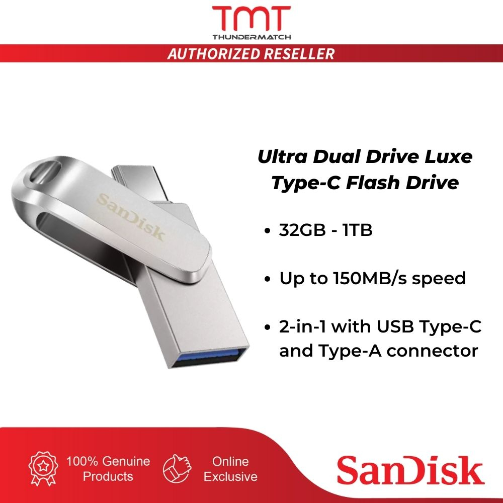 SanDisk 32GB 64GB 128GB Ultra Dual Drive Luxe USB Type-C OTG USB 3.1 Gen 1  150MB