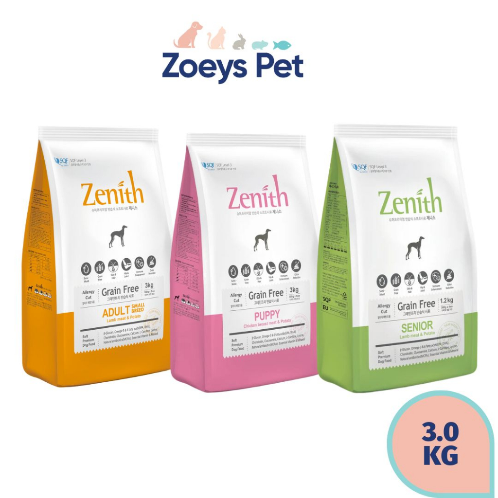 Zenith Dog 3KG Soft Kibble Dry Dog Food (Small Breed / Puppy / Senior