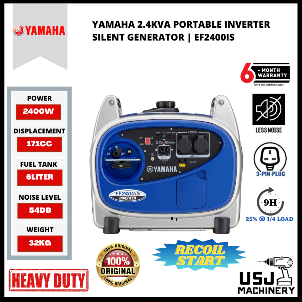 YAMAHA 2.4kVA 171CC Portable Inverter Silent Generator EF2400IS 6