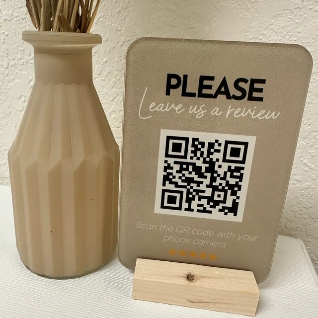 QR Code Mini Display Sign Social Media Salon Beauty Hairdressers