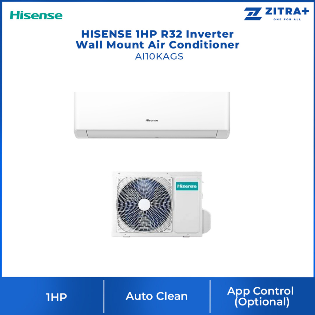 Hisense 1hp R32 Inverter Wall Mount Air Conditioner Ai10kags App Control Auto Clean Fast 4613