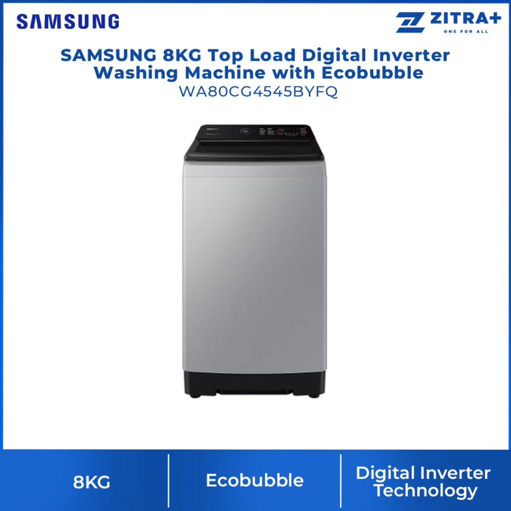SAMSUNG 8KG Top Load Digital Inverter Washing Machine with Ecobubble WA80CG4545BYFQ Dual Storm