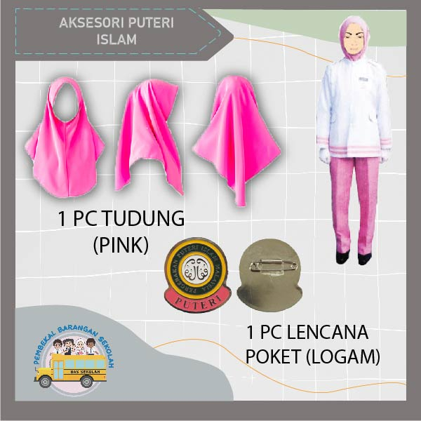 SET PAKAIAN SERAGAM BADAN BERUNIFORM DAN AKSESORI UNTUK PUTERI ISLAM ...