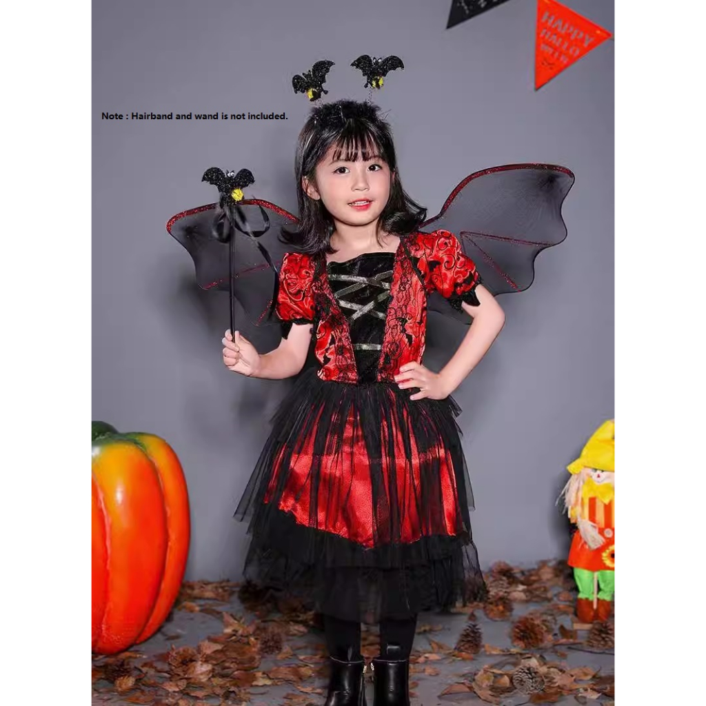 Halloween Red Bat Witch Purple Bat Witch Costume Fairytale Girls Dress  Halloween Dress For Children