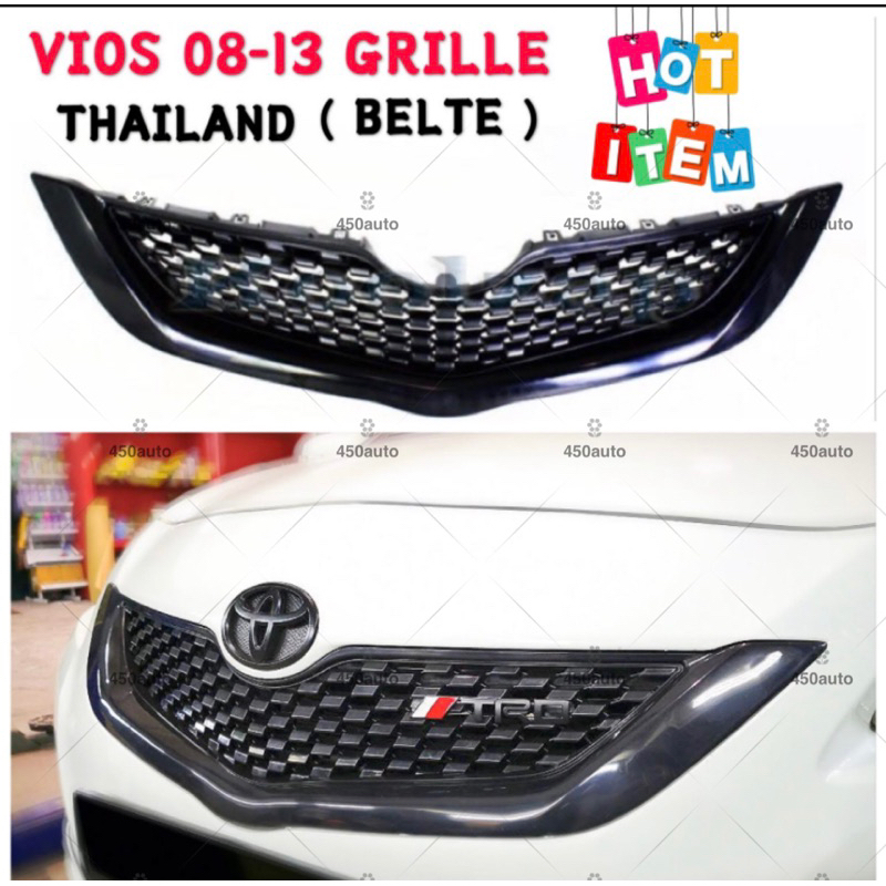 VIOS GRILLE GRILL THAILAND BELTA BLACK // TRD LOGO FIT NCP93 DUGONG ...