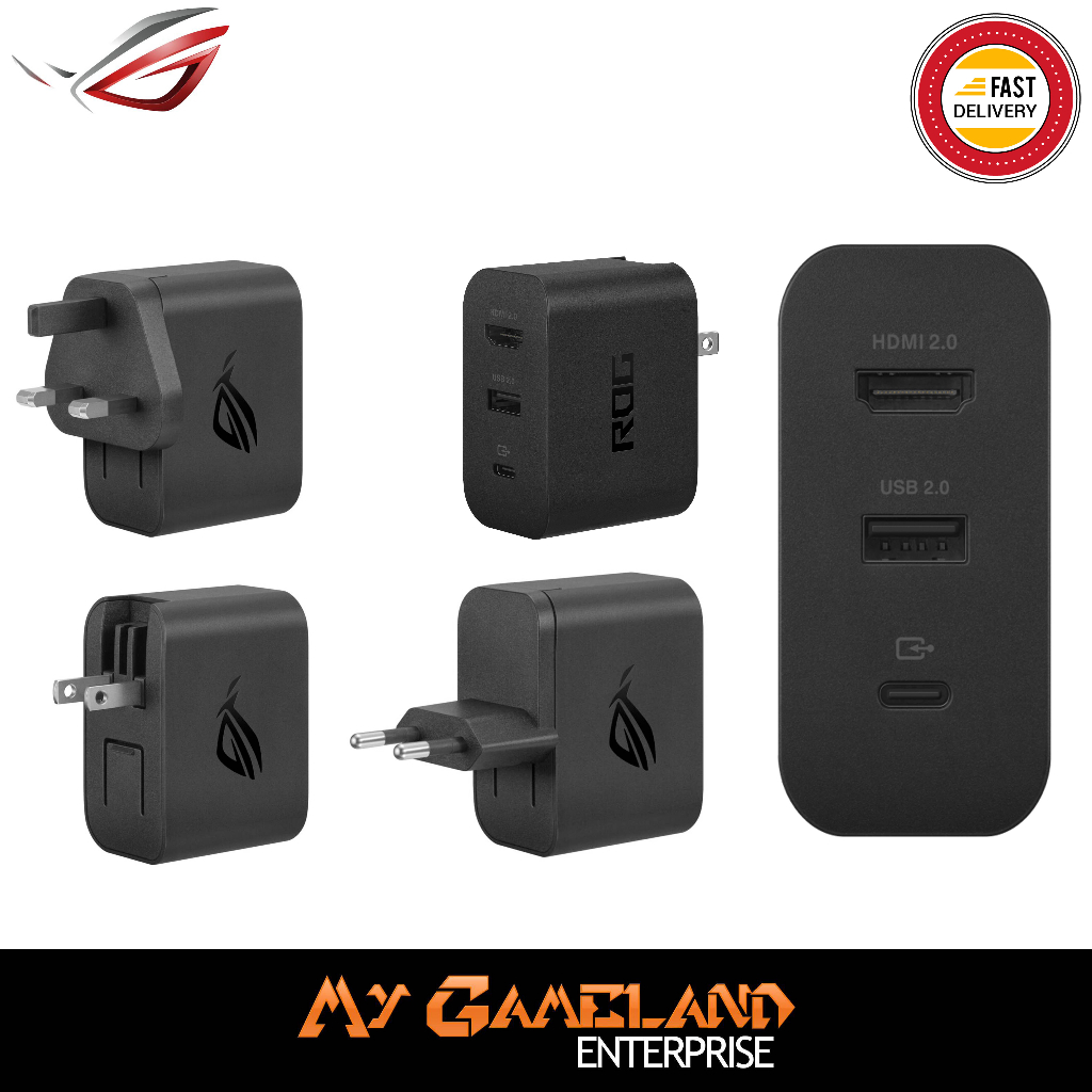 Rog Ally 65w Gaming Charger Dock 3 Pins Malaysia Plug [1 Year Asus Official Warranty] Brand New