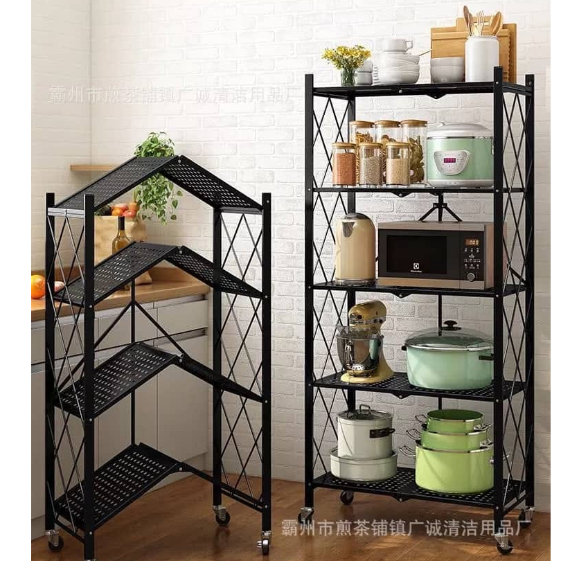 Foldable Storage Rack With Wheel Rak Dapur Rak Kabinet Dapur Rak ...