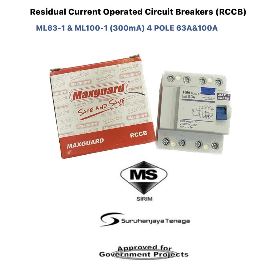 MAXGUARD 2Pole/4Pole 100mA /300mA RCCB (ELCB) | Shopee Malaysia