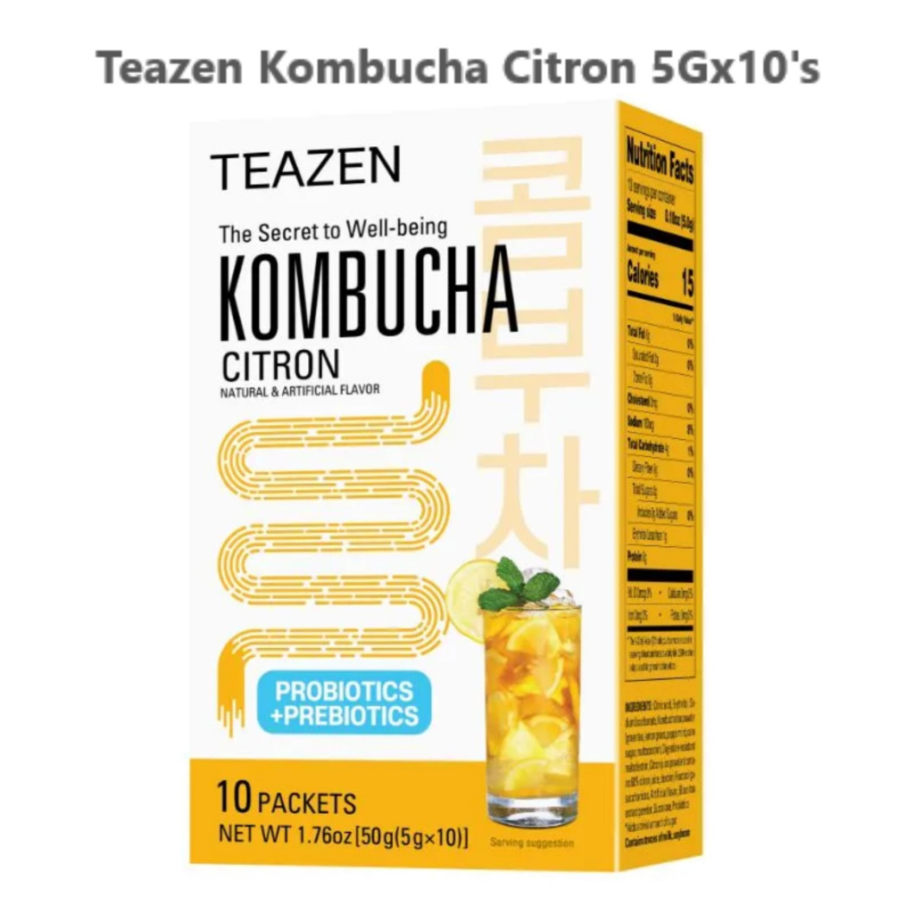 Teazen Kombucha Citron Probiotics + Prebiotics (5g x10 Packets), 50g