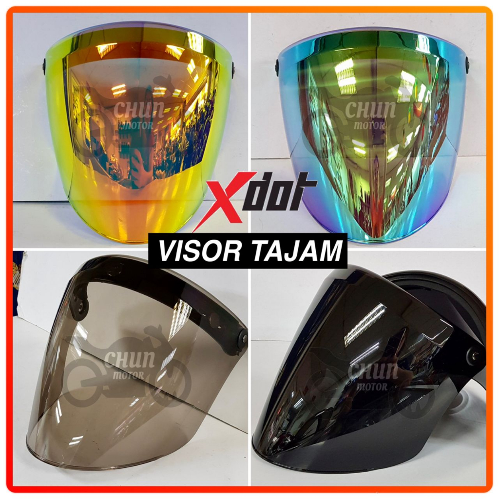 Siang Malam Xdot Visor TW01 3pinRainbow/Gold/Tinted/Reborn Blue (For