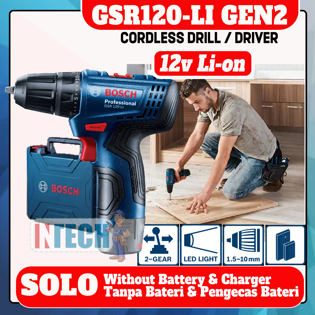 BOSCH GSR120 LI SOLO 12V CORDLESS DRILL DRIVER WITHOUT