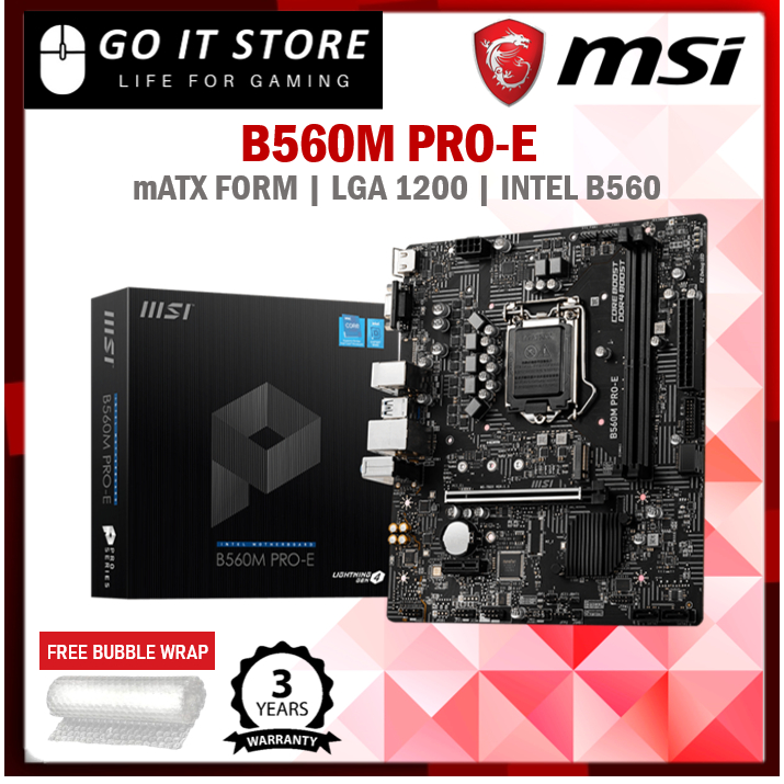 MSI B560M Pro-E Micro ATX LGA1200 Motherboard + INTEL CORE PENTIUM ...