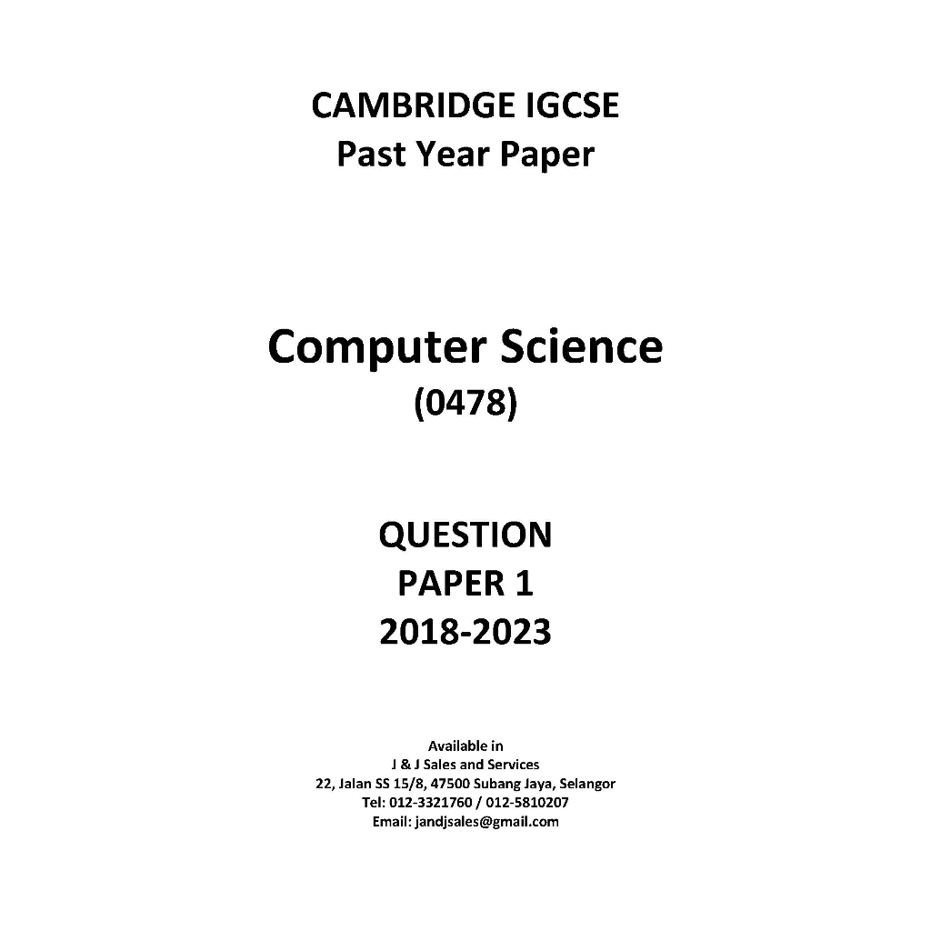 IGCSE Computer Science (0478) Past Year Paper 2019-2024 | Shopee Malaysia