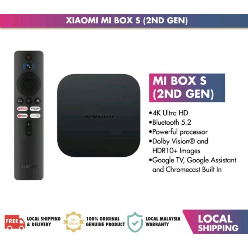 Xiaomi Mi Tv Box S 2nd Con Google Tv 4k Chromecast XIAOMI