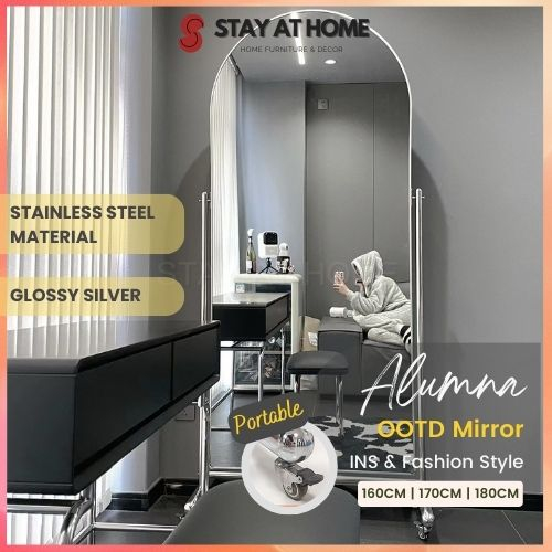 Silver Full Body Mirror Long Dressing Portable Mirror Full Length